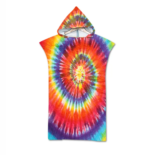 Adult Kids Microfiber Quick Drying Peace and Love Pattern Absorbent Hooded Beach Bath Towel Diving Suit Changing Robes Poncho 2