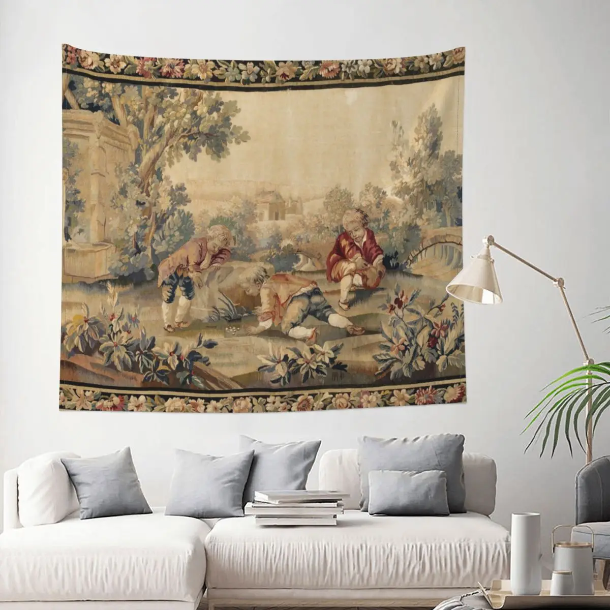 Superbe Tapisserie Murale Vintage - Décoration Florale 65x35 Cm - 100% Coton
