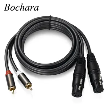 

Bochara 1.5m 2RCA Male to Dual XLR Female OFC AUX Audio Cable Shielded For Amplifier Mixer