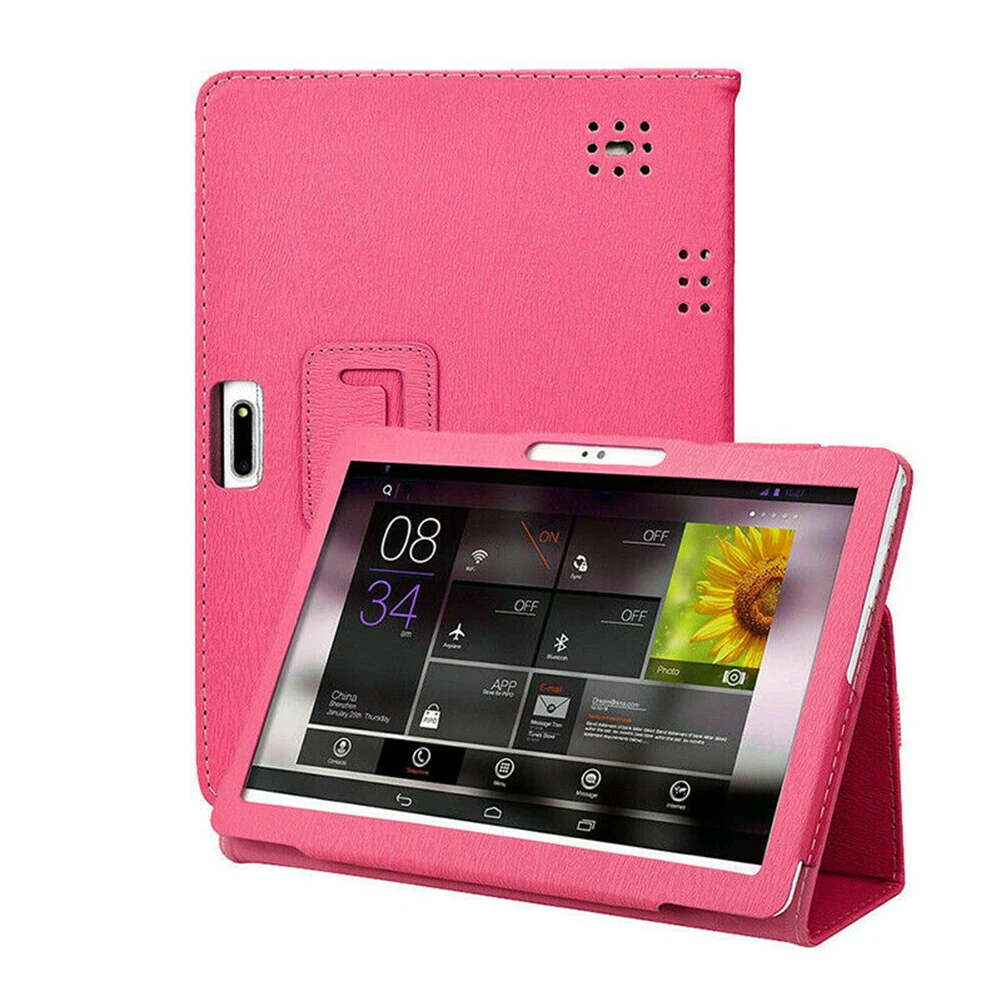 Универсальный защитный чехол кожаный чехол для 10 10,1 дюймов Android Tablet PC Складные Чехлы Защитные Новые - Цвет: rose red