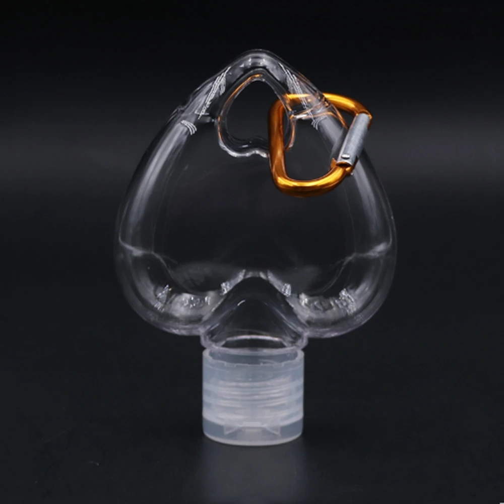 

50ml Transparent Refillable Jars Heart-shapes Travel Cosmetic Bottles Handwashing Fluid Storage Container With Carabineres