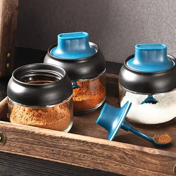 

3Pcs 280Ml Glass Seasoning Bottle Salt Honey Condiment Storage Spice Jar Kitchen Supplies