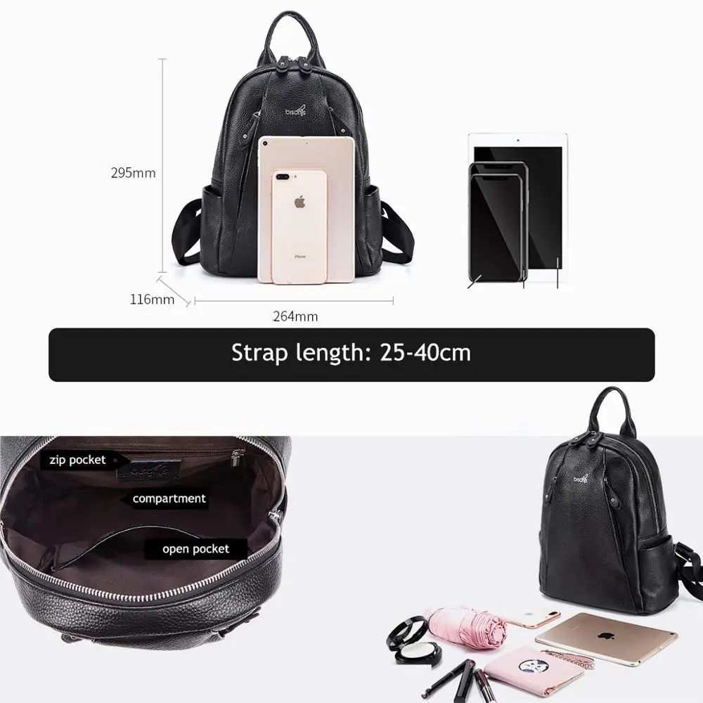 BISON DENIM, рюкзак из натуральной кожи, большой рюкзак для iPad, рюкзаки для подростков, женский рюкзак для путешествий, досуг, сумки через плечо, B1904