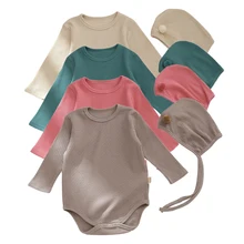 Peleles de punto para bebé, conjunto de gorro para niño y niña, Mono para recién nacido, pelele infantil, ropa para bebés de primavera y otoño