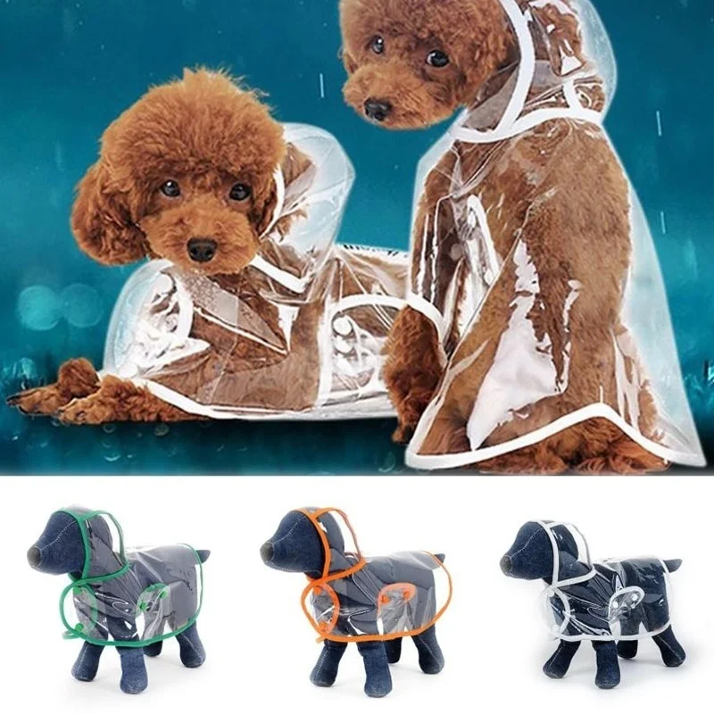 Chubasquero transparente para perros y cachorros, chaqueta impermeable con capucha