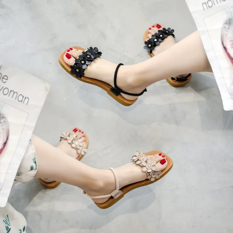 

Rome Sandals Women's 2019 Summer New Style Bohemian Sandals Women's Flower A- line with Rubber Sole CHIC WOMEN'S Shoes