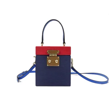 

Genuine leather women box bag small square bags female mini color matching portable lock shoulder bag GN-SB-xfzsmn
