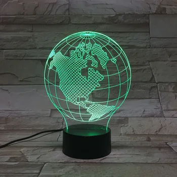 

3D Lamp Modern The Earth Tellurion America Atmosphere Color Changing with Remote Led Night Light Lamp for Indoor Decoration