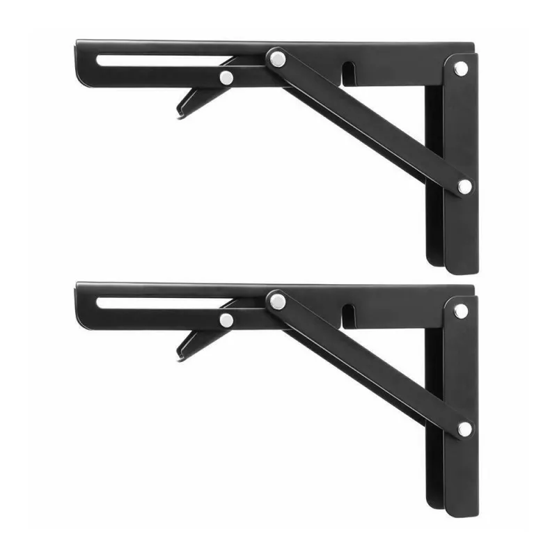 

2PCS Folding Shelf Bracket Flexible Storage Heavy Duty Folding Shelves Black Wall Bracket Closet Bracket Support Stainless Steel