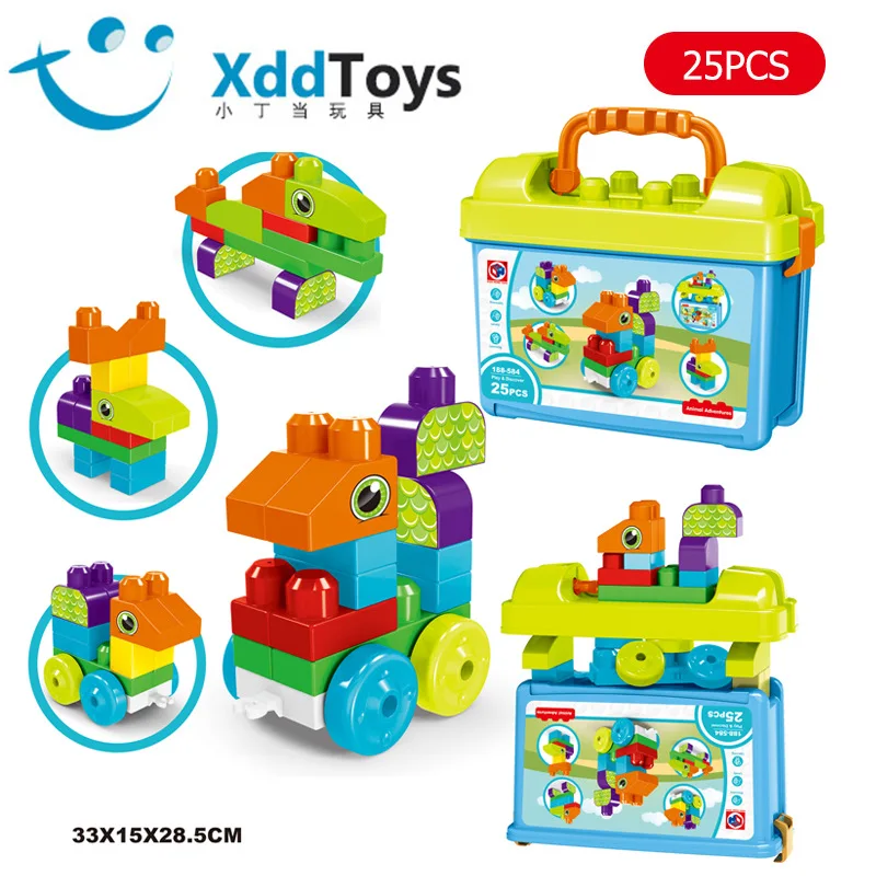 

Ultra Large Block Building Blocks Creative Flexible 25 Block Compatible MGM with Storage Suitcase Baby 0-1-2-3-Year-Old Toy