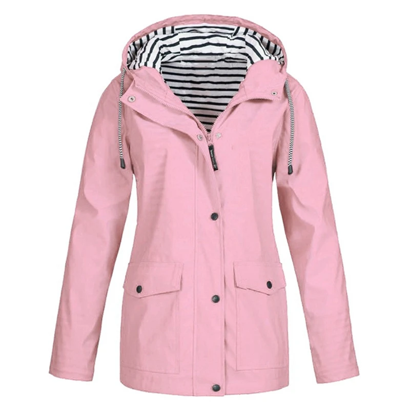 LAAMEI, повседневные весенне-осенние походные куртки для женщин, дождевик для улицы, дождевик на молнии, ветровка, водонепроницаемое пальто, верхняя одежда - Цвет: Pink