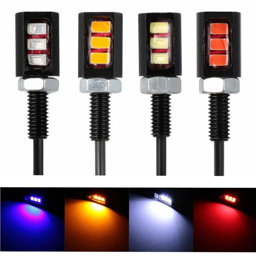 

2PC 12V LED Car Universal Colorful License Number Plate Screw Bolt Light Motorcycle Tail Lamps Vehicle Bulbs Car Accessories