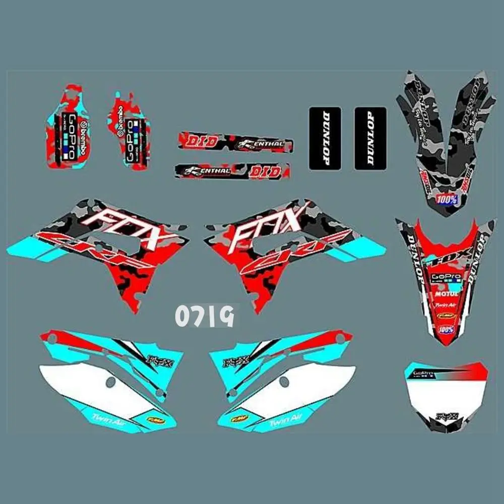 

New Full Graphics Decals Stickers Custom Number Name Glossy Bright Stickers Waterproof for HONDA CRF450R 2017-2019