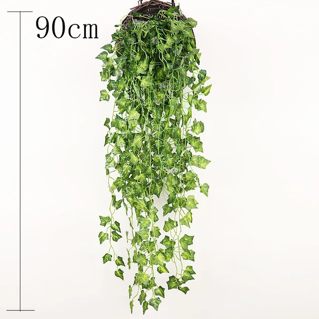 Artificial Plant Vines Wall Hanging Rattan Leaves Branches Outdoor Garden Home Decoration Plastic Fake Silk Leaf Green Plant Ivy G3