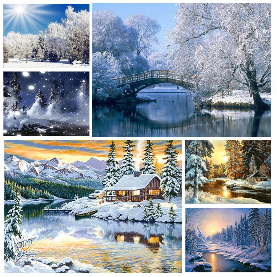 

Cedars Winter Landscape 5D Diy Full Square and Round Diamond Painting Embroidery Cross Stitch Kit Wall Art Club Home Room Decor