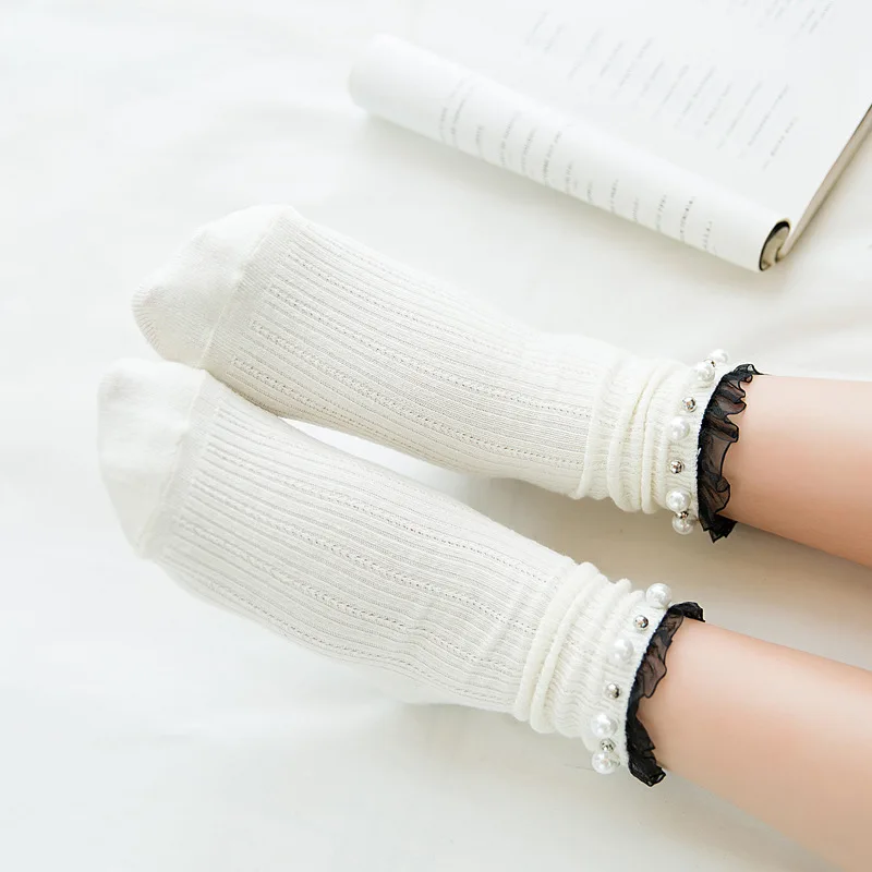 Socks Women Girl Ankle Socks Korean Style Cotton Causal High Quality Fashion 2020 Spring Kawaii Cute Girl Lady Pearl Socks