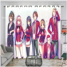 Rideau de fenêtre à 2 panneaux, Anime Youkoso Jitsuryoku, draperies de fenêtre, Folio/une pièce, Textile de maison, décoration personnalisée, traitement de fenêtre 