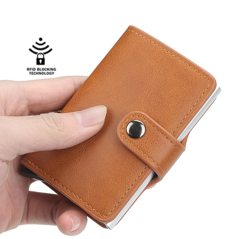 Бизнес-держатель для карт, мужской rfid автоматический держатель для карт, металлический алюминиевый корпус, антимагнитный Чехол для карт
