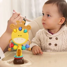 Hochets Montessori pour nouveau né, jouet pour bébé fille de 0 à 12 mois, anneau de dentition, hochet poussette, ventouse musicale, cadeau