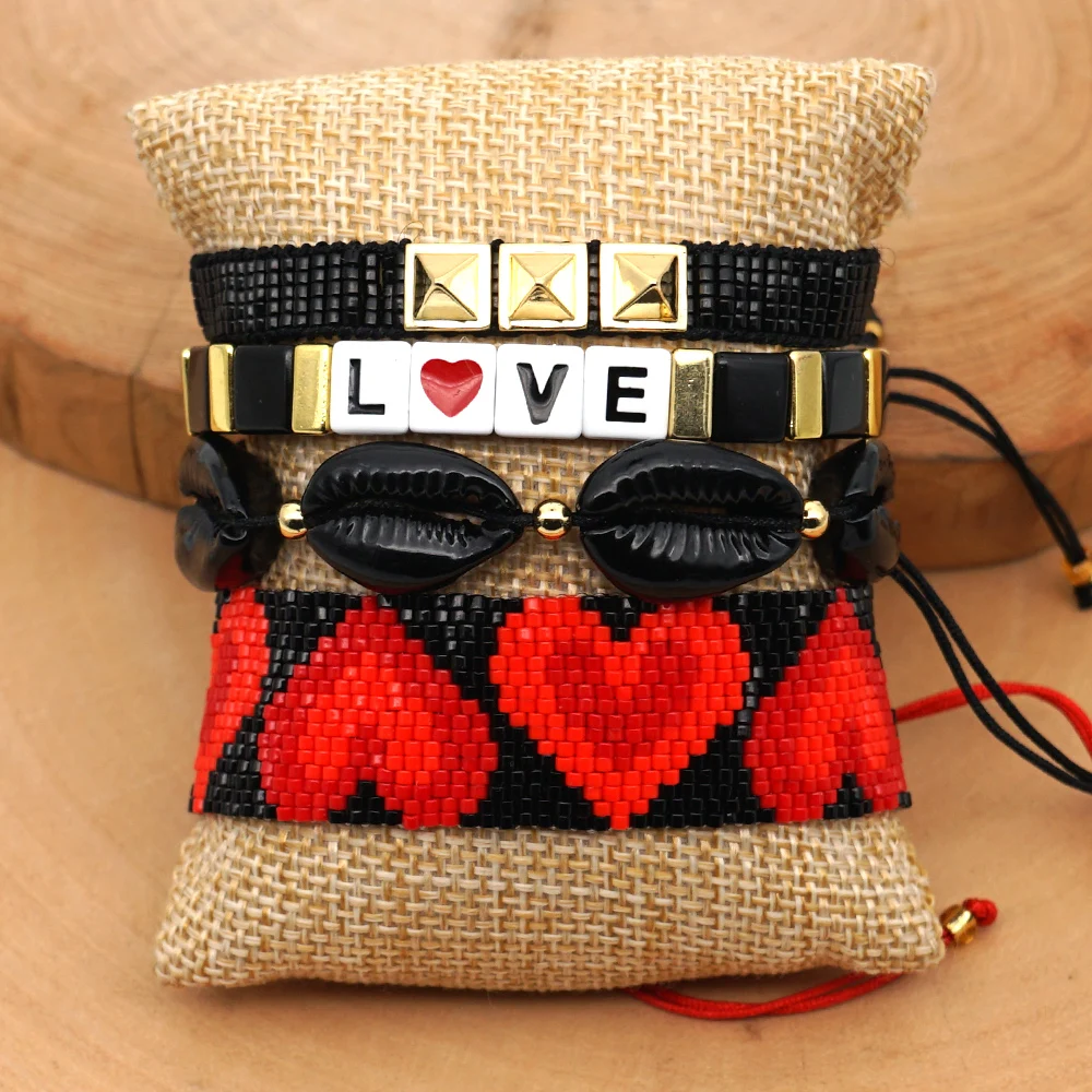 

Go2boho 2020 MIYUKI Bracelet For Women Pulseras Mujer Moda 2019 Armband Heart Ename Tile Bracelet Shell Jewelry LOVE Letter Diy