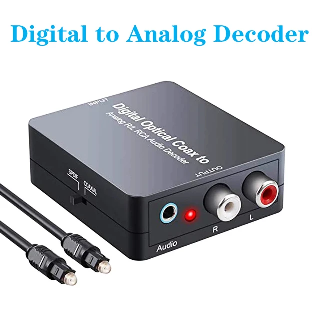 Convertisseur audio analogique vers numérique, RL RCA 3,5 mm AUX vers  l'adaptateur audio optique Toslink coaxial numérique avec câble optique