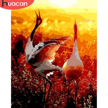 

HUACAN Picture By Numbers Animals DIY For Adults Home Decoration Oil Painting By Numbers Crane Wall Art Gift
