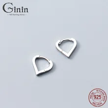 Ginin простой в форме сердца 925 стерлингового серебра серьги