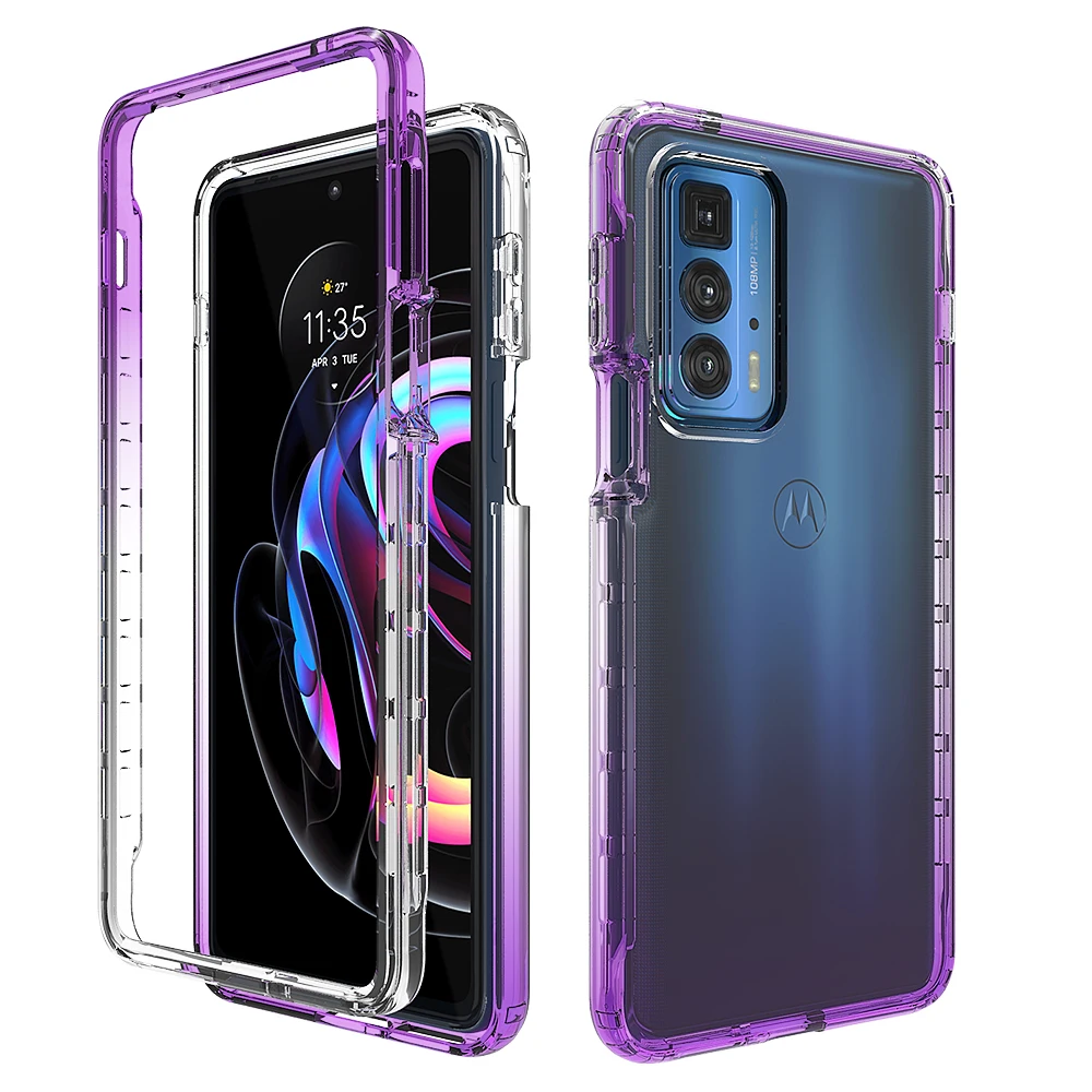 Полноразмерный прозрачный градиентный чехол для Motorola Edge 20 Pro противоударные