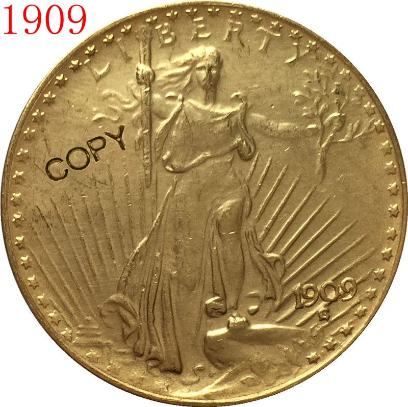 США 1909$20 St. Копия монеты с изображением гауденция