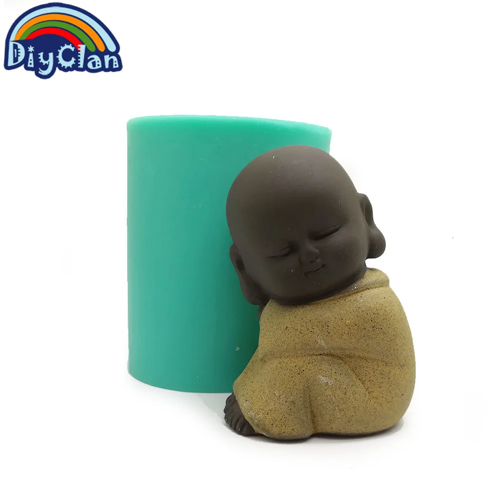 3D буддийский монах силиконовая свечная форма ручной работы статуя Будды фарфоровая религия формы выпечки декоративные инструменты