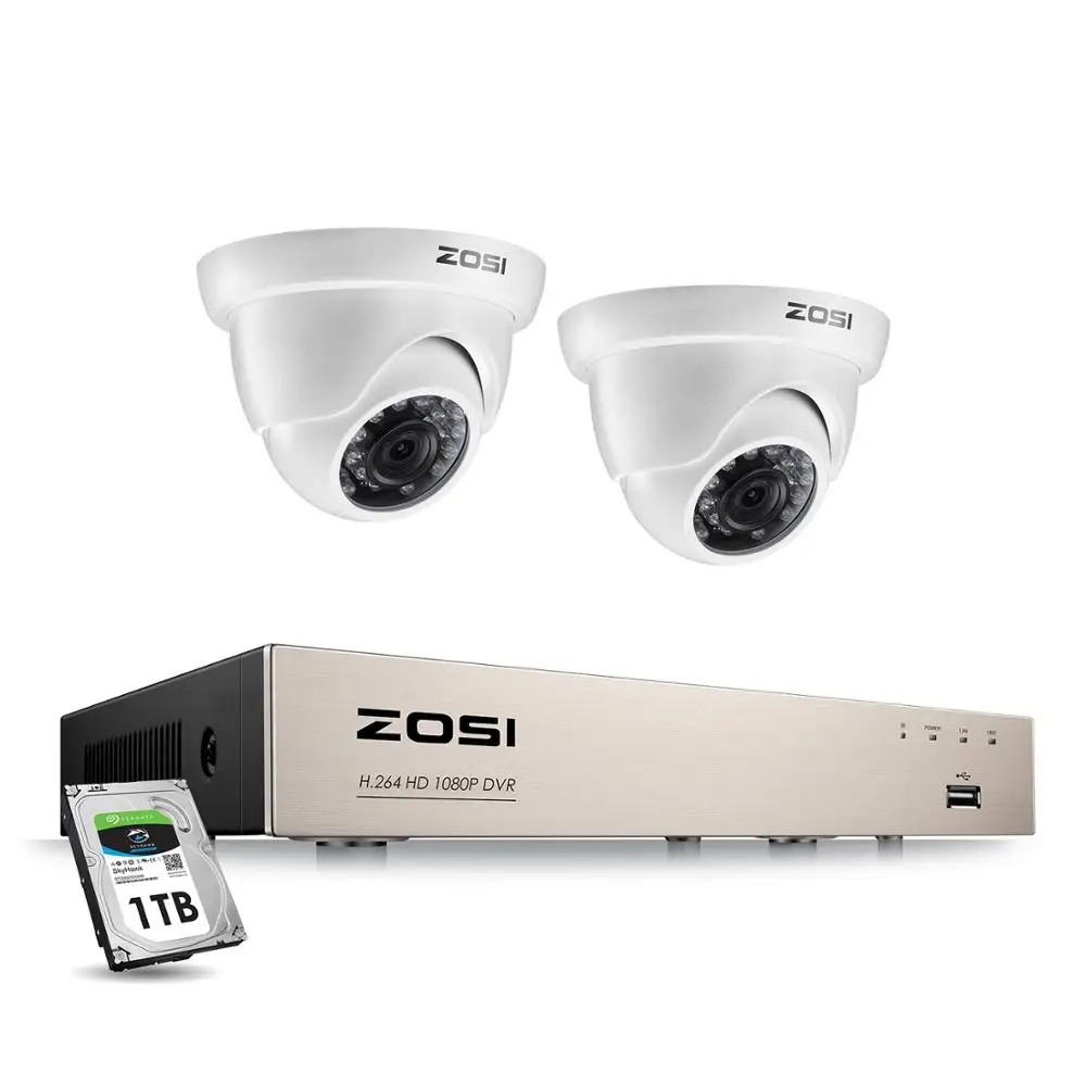 ZOSI 1080P CCTV камера система 4CH 1080P DVR система с 2х наружной 2МП видео камеры безопасности s 2CH домашняя камера наблюдения комплект