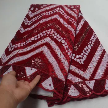 

French Guipure lace fabric Nigerian Mesh Lace Fabrics High Quality Sequined And Bead For Women Dress African Tulle Lace Fabric