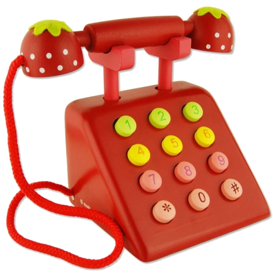 

Children Simulation Wooden Telephone Pretend Play Early Educational Toy With Strawberry Pattern - Red/Pink