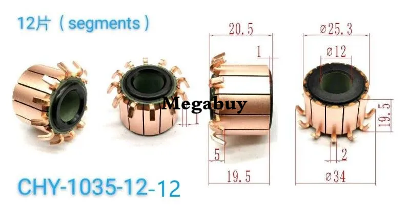 12*25.3*20.5mm 12P Teeth Copper Hook Type Electrical Motor Commutator | Инструменты