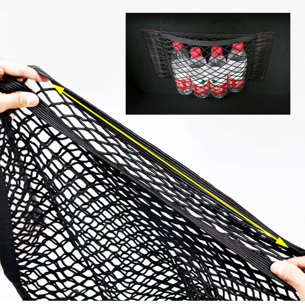 

Multifunctional Car Rear Back Mesh Organizer In Car seat Trunk Back Storage Bag Elastic String Stowing Tidying Car Accessories