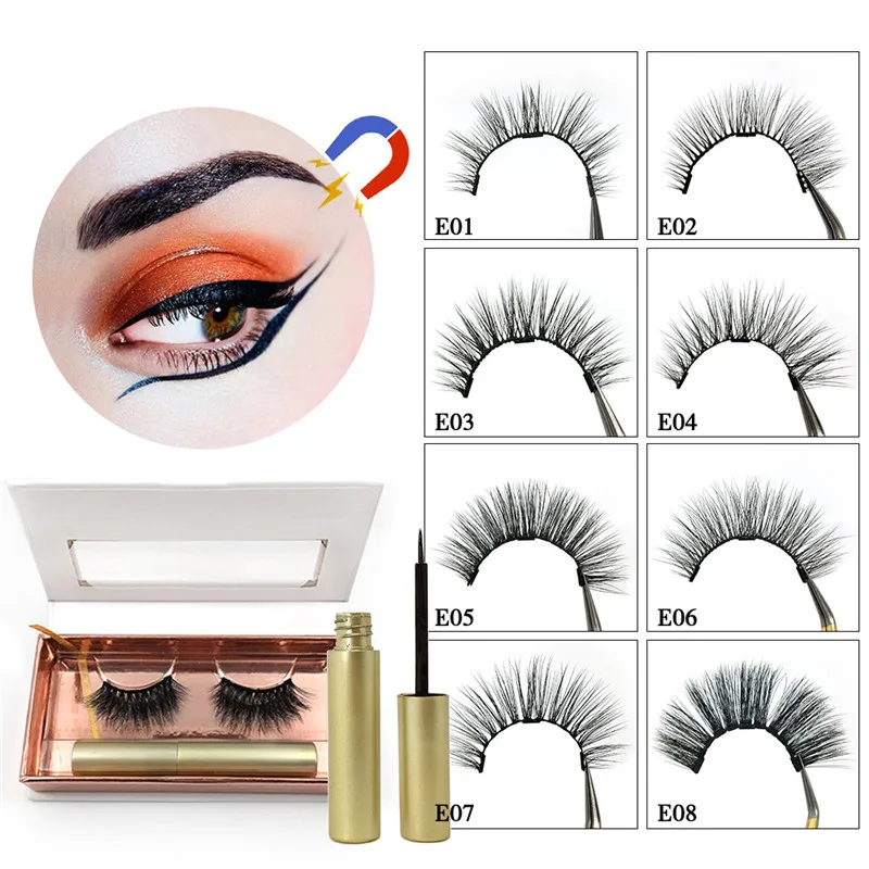 

1 Set Magnets False Eyelash Magnetic Liquid Eyeliner Magnetic Eyelashes Set Waterproof Long Lasting Fake Eyelash Extension Tools