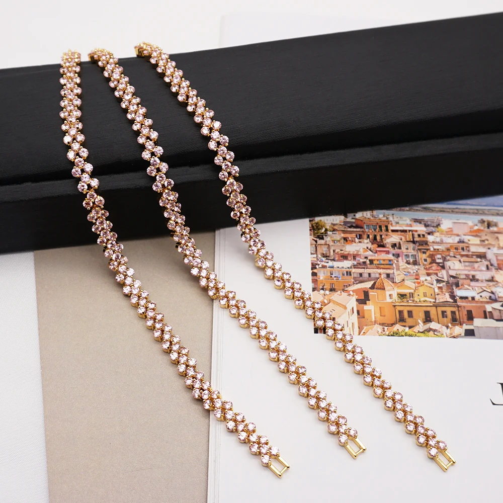Милые розовые камни для молодых девушек австрийский Кристал из циркония женский браслет ювелирные аксессуары фантастический браслет