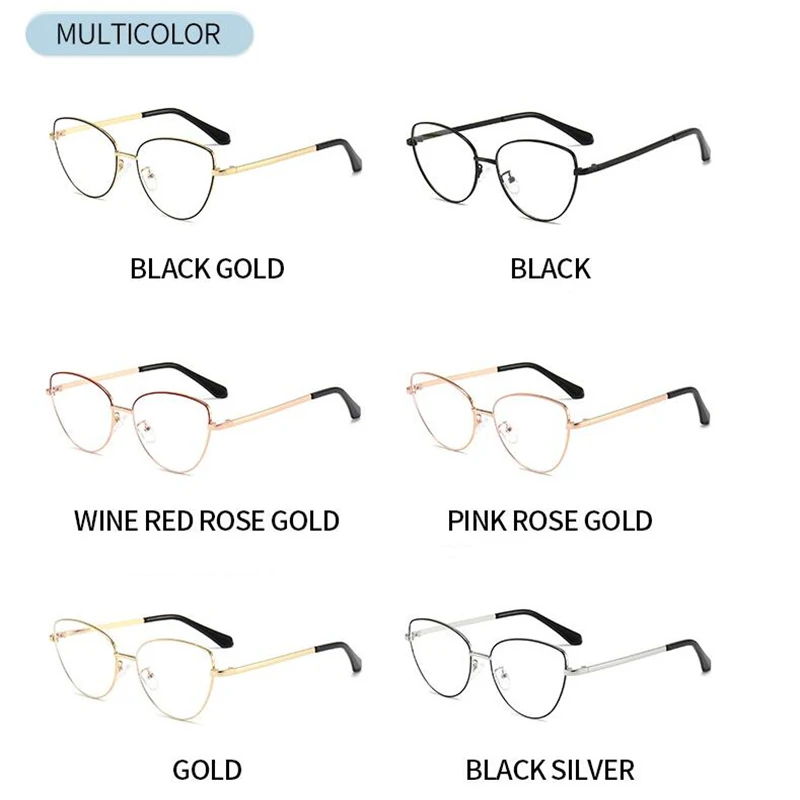 Occhiali per miopia Cat Eye anti raggi blu in oro rosa con