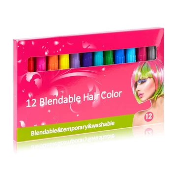 Kolor włosów Stick tymczasowa jednorazowa farba do włosów Pen 12 kolorów kolor włosów kredka zestawy w nowym stylu tanie i dobre opinie CN (pochodzenie) 12PCS Box Hair Color Sticks