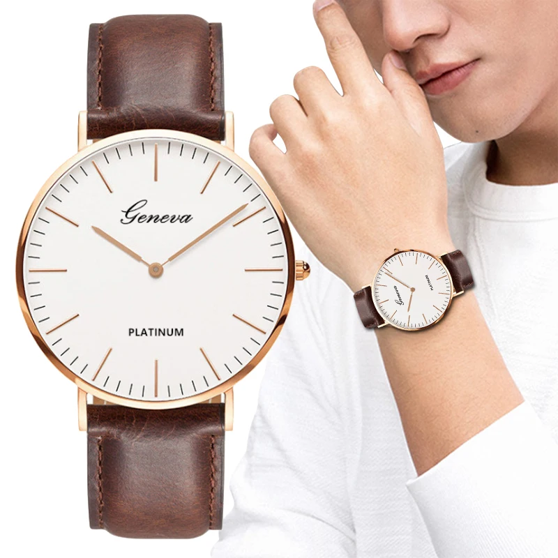 Tanie Nowy męski zegarek moda Casual Ultra cienkie zegarki proste mężczyźni