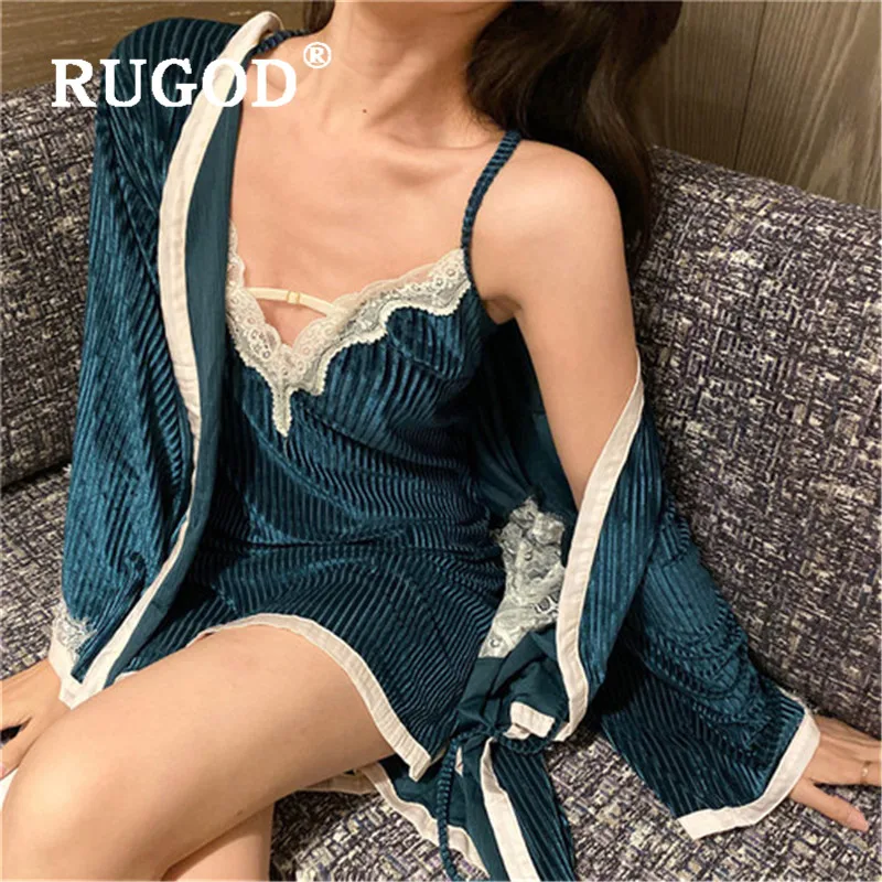 RUGOD винтажный Бархатный спортивный костюм кружевная сексуальная юбка на бретельках Элегантные женские свободные блузки модные женские топы