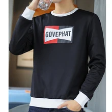 Letter Print slim Oversized 2019 Autumn Winter thin men T shirt long Sleeve plus size Korean style minimalist student clothes