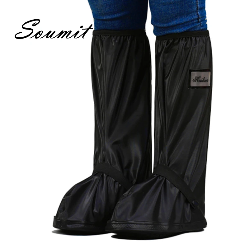 

Adjustable Tightness Reusable Waterproof Non-slip Rain Black Shoes Boots Covers for Motorcycle Riding Cycling on Rainy Day