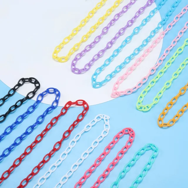10 pezzi 50 cm colorato acrilico catena a maglie chiusura a moschettone portachiavi per collana braccialetto creazione di catena colorata maglie a catena in plastica 4