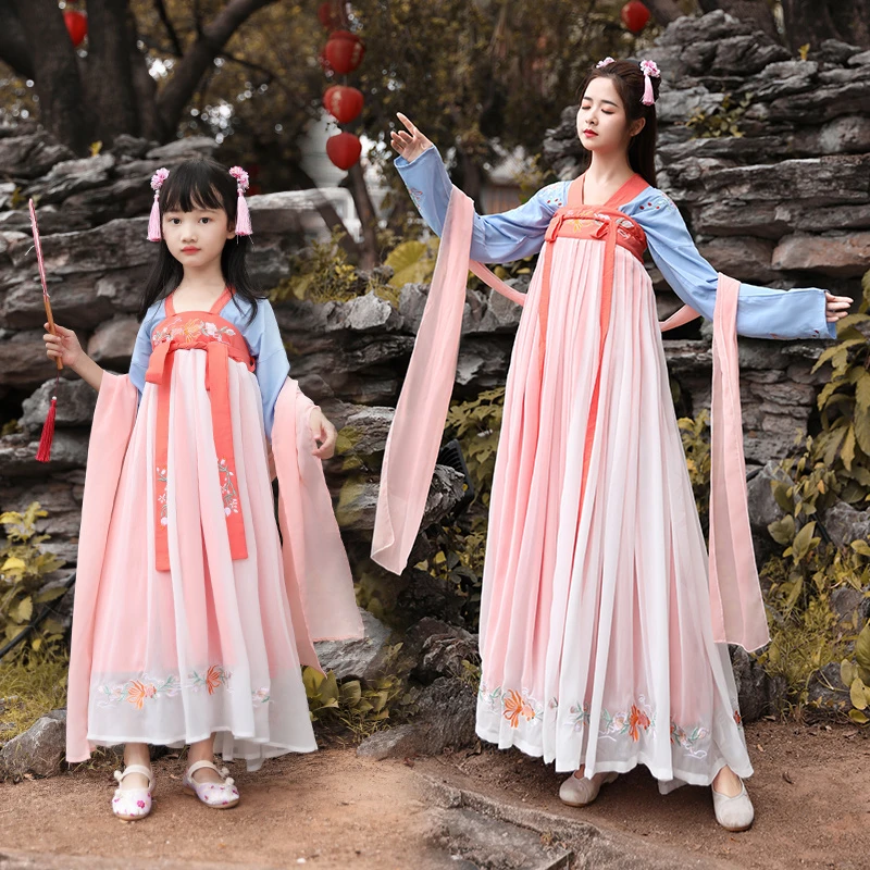 Hanfu familiar de estilo chino, a Mamá, Mamá e hija, vestido de hada china antigua tradicional|Trajes de familia| AliExpress