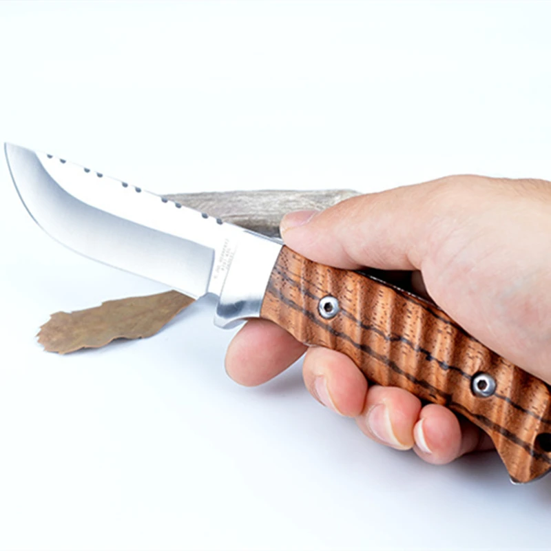 

9" 420C Fixed Knife Straight Handmade Forged Hunting Knife 57HRC Wooden Handle Camping Tactical Survival Knife Knives