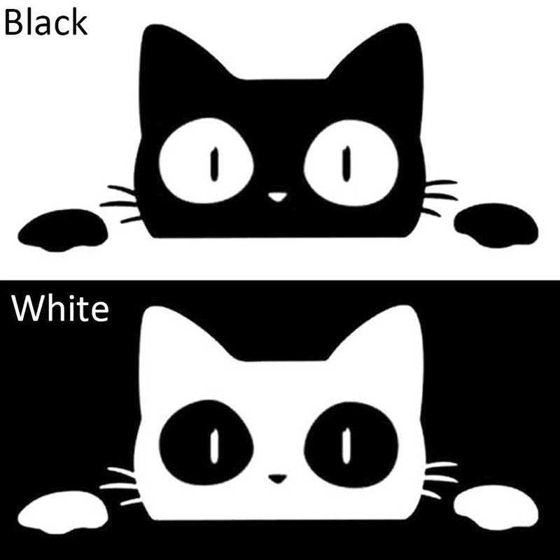 

Reflective CartoonSurprise Cat Peeking Cover Scratches Color Vinyl Car-Sticker Decals Bumper Window Vinyl Car Interior 14*6cm