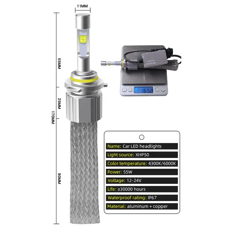 1 пара XHP50 H1 H3 H4 H7 H8 9005 9006 9012 светодиодный налобный фонарь 6000K с объективом тканые Алюминий 55 Вт IP67 Водонепроницаемый туман светильник