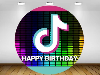 

Round Backdrop circle background happy birthday Tok Tik photo booth props Party banner table Cover plinth YY-382