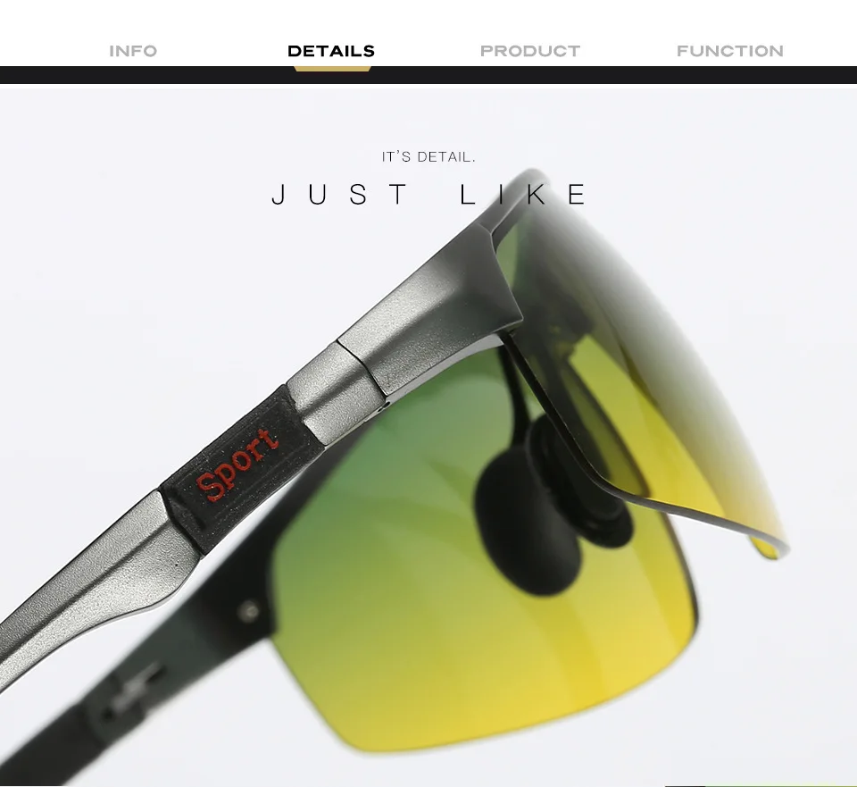 Occhiali da sole di design di marca Occhiali da sole polarizzati quadrati in alluminio e magnesio Tonalità di guida diurne e notturne antiriflesso_voghion.com